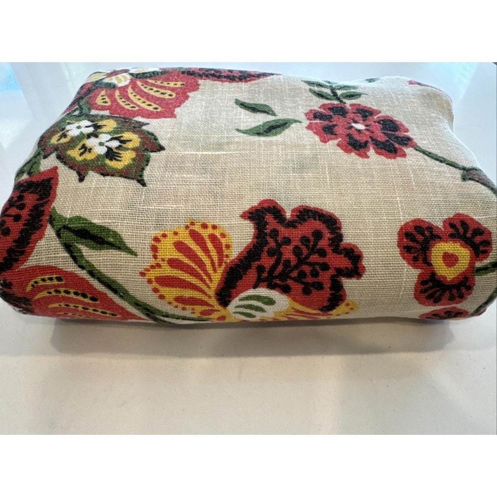 VTG Queen Bedspread Flower‎ Power Paisley Floral Bed Cover 106x90" Linen Texture - Picture 9 of 9